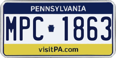 PA license plate MPC1863