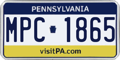 PA license plate MPC1865