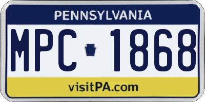PA license plate MPC1868
