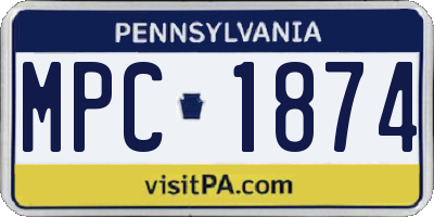 PA license plate MPC1874