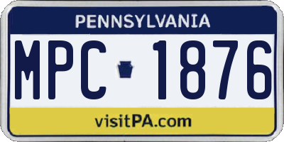 PA license plate MPC1876