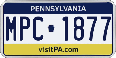 PA license plate MPC1877