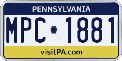 PA license plate MPC1881