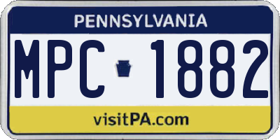 PA license plate MPC1882
