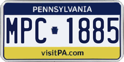 PA license plate MPC1885