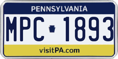 PA license plate MPC1893