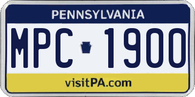 PA license plate MPC1900