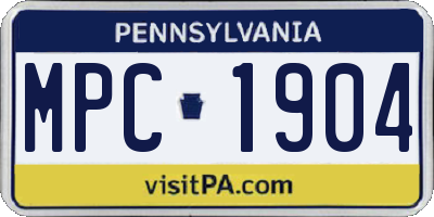 PA license plate MPC1904