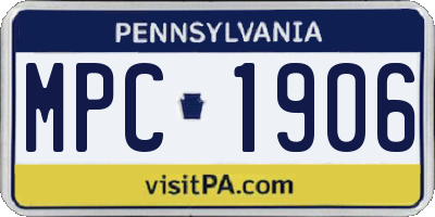 PA license plate MPC1906