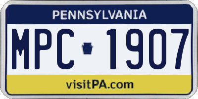 PA license plate MPC1907