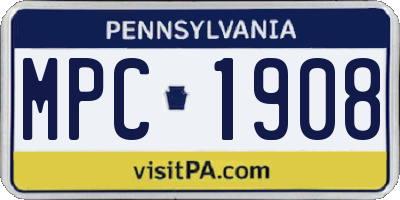 PA license plate MPC1908
