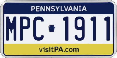 PA license plate MPC1911