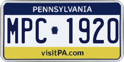 PA license plate MPC1920