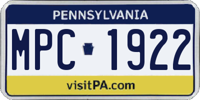PA license plate MPC1922