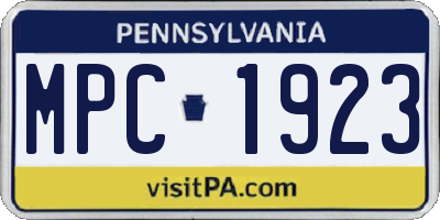 PA license plate MPC1923