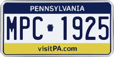 PA license plate MPC1925