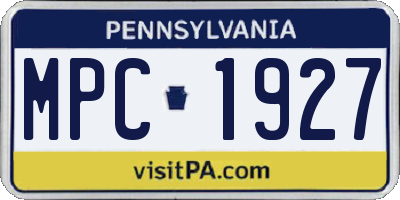 PA license plate MPC1927