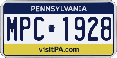 PA license plate MPC1928
