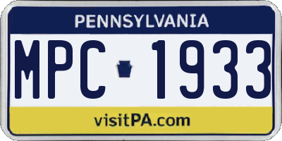 PA license plate MPC1933