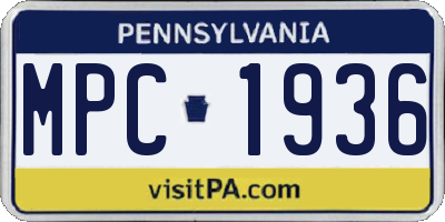 PA license plate MPC1936