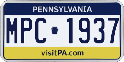 PA license plate MPC1937
