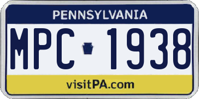 PA license plate MPC1938