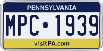 PA license plate MPC1939