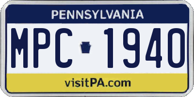 PA license plate MPC1940