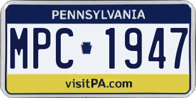 PA license plate MPC1947