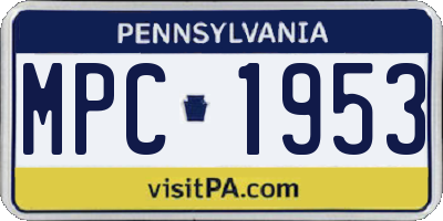 PA license plate MPC1953