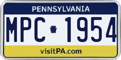PA license plate MPC1954