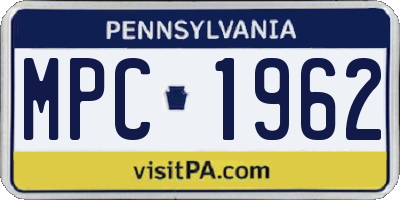 PA license plate MPC1962