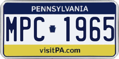 PA license plate MPC1965