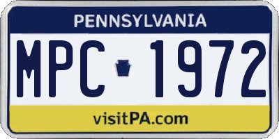 PA license plate MPC1972