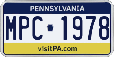PA license plate MPC1978