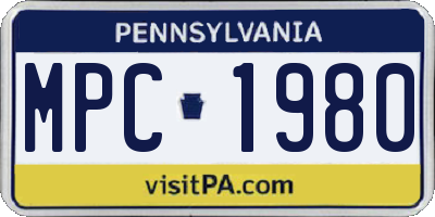 PA license plate MPC1980