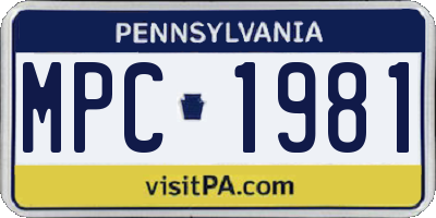 PA license plate MPC1981