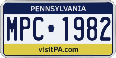 PA license plate MPC1982