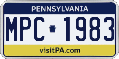 PA license plate MPC1983