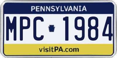 PA license plate MPC1984