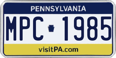 PA license plate MPC1985