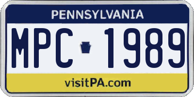 PA license plate MPC1989