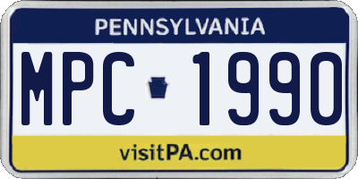 PA license plate MPC1990