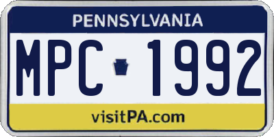 PA license plate MPC1992