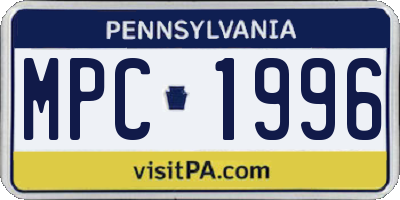 PA license plate MPC1996