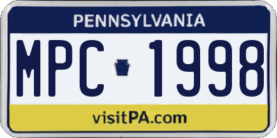PA license plate MPC1998