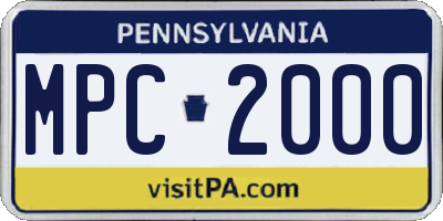 PA license plate MPC2000