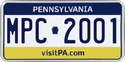 PA license plate MPC2001