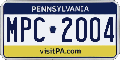 PA license plate MPC2004