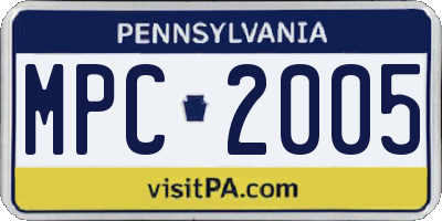 PA license plate MPC2005